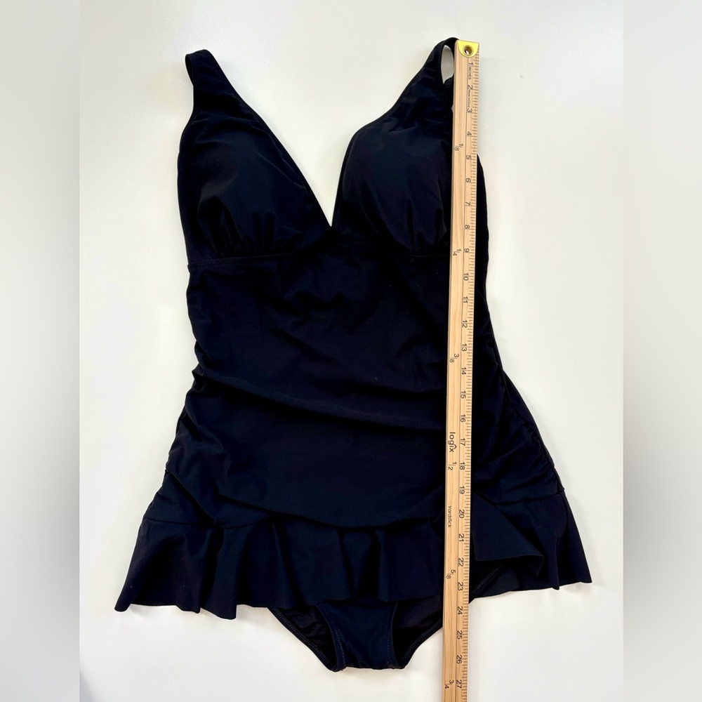 Profile By Gottex Black Ruffle Swimsuit One-Piece Slimming Classic 14D - Picture 4 of 8